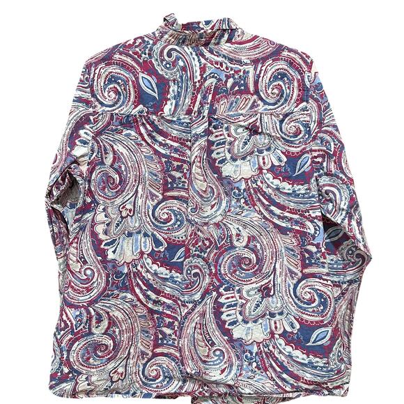 Charter Club Womens Shirt 12 Pink Blue Paisley Button Up Relaxed Fit Long Sleeve - Picture 3 of 8